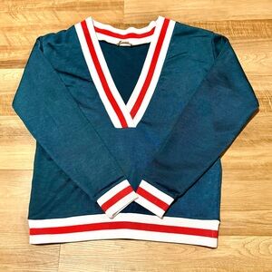 Aritzia | Sweater |  Extra Small |  Golden By TNA | V Neck | Red White Blue